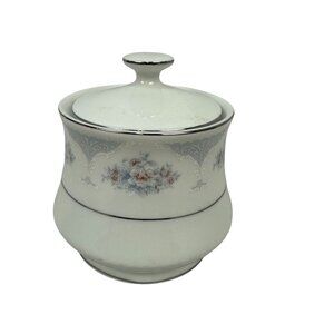 Sapphire By Silverie Sugar Bowl W/Lid Pink Blue White Flowers Platinum Trim